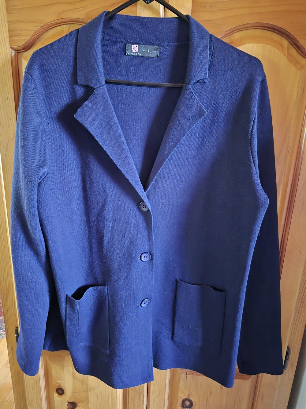 Kancy Kole Dark Navy Blue Knit Blazer Jacket XL